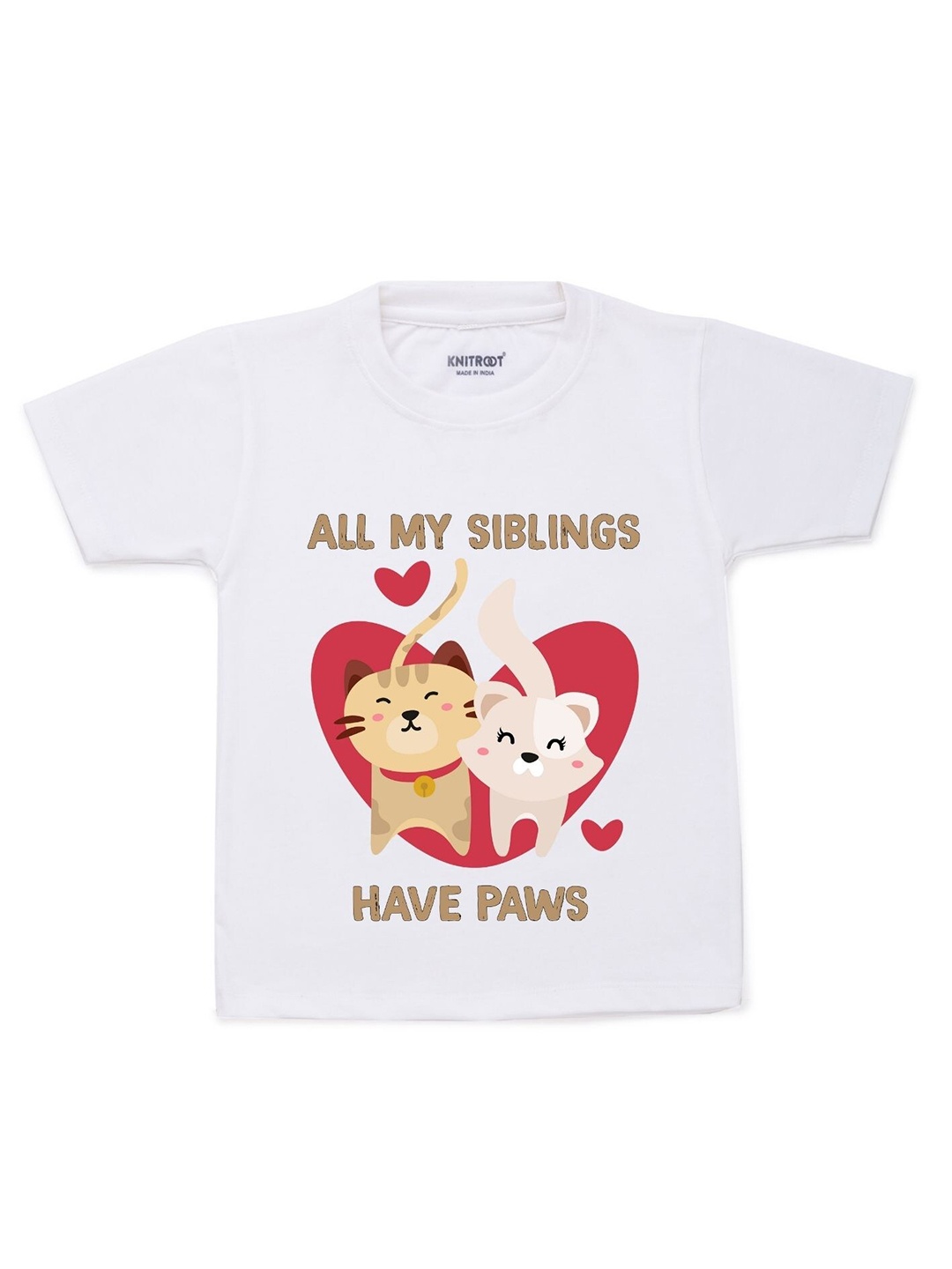 

KNITROOT Kids White Printed Cotton T-shirt