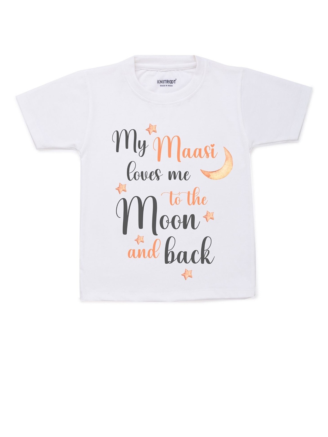 

KNITROOT Kids White Typography Printed T-shirt