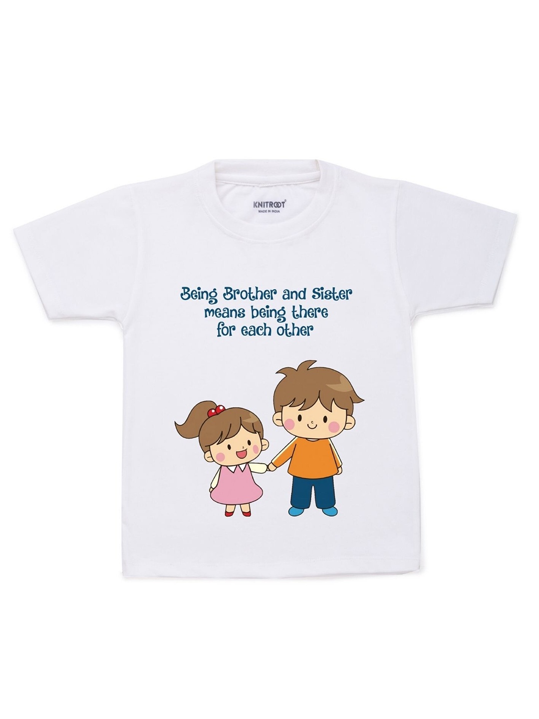 

KNITROOT Kids White & Beige Printed T-shirt