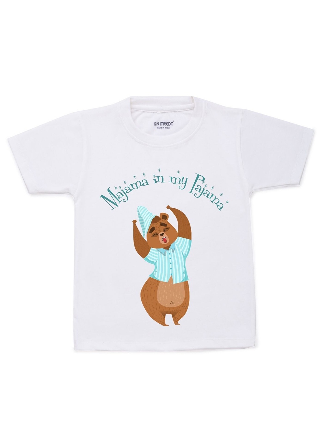 

KNITROOT Kids White & Brown Printed T-shirt