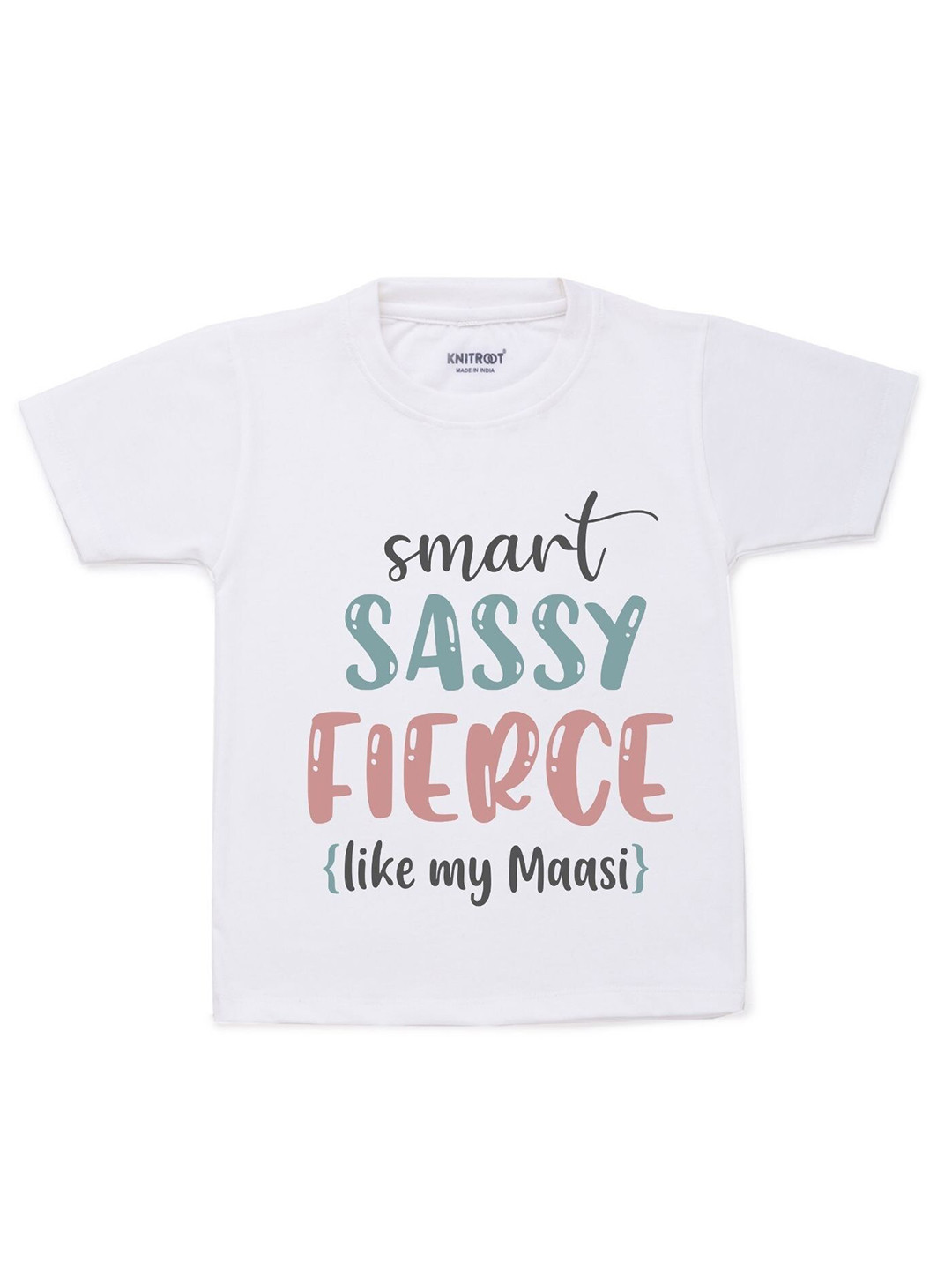 

KNITROOT Kids White Typography Printed Cotton T-shirt