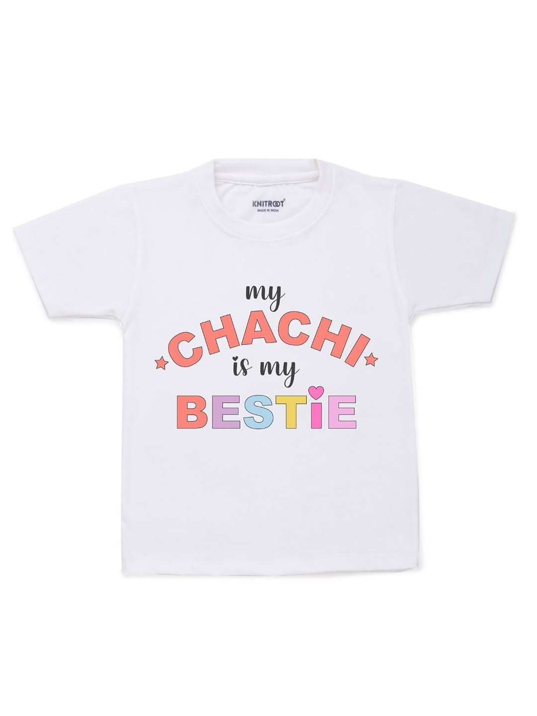

KNITROOT Kids White Typography Printed Cotton T-shirt