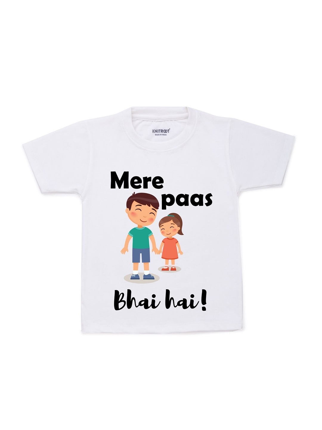 

KNITROOT Kids White & Beige Printed T-shirt