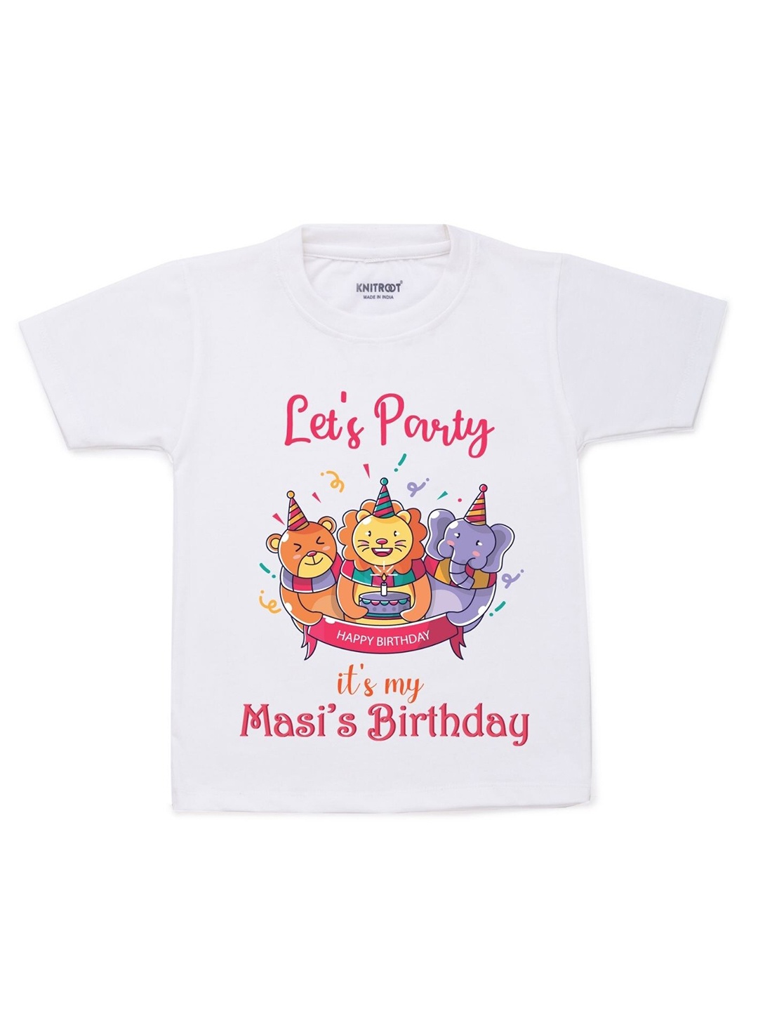 KNITROOT Kids White Printed Cotton T-shirt