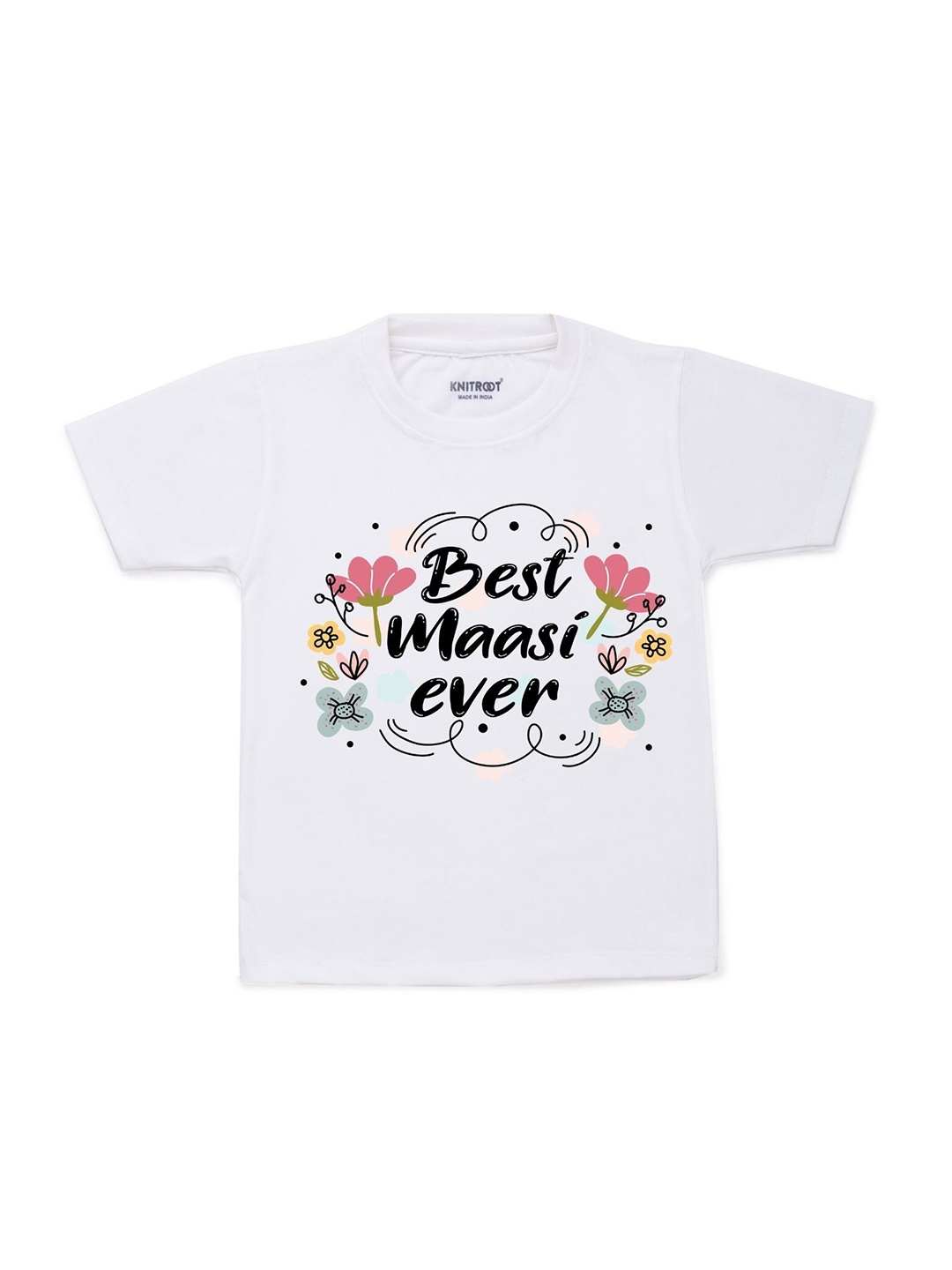 

KNITROOT Kids White Printed Cotton T-shirt