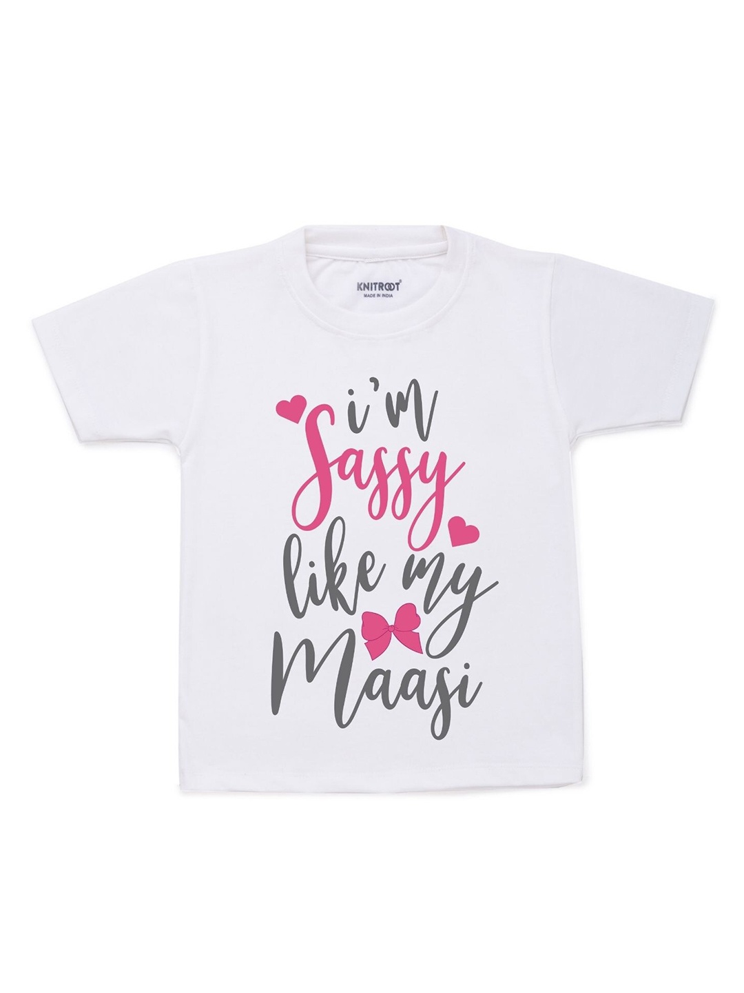 

KNITROOT Kids White Typography Printed T-shirt