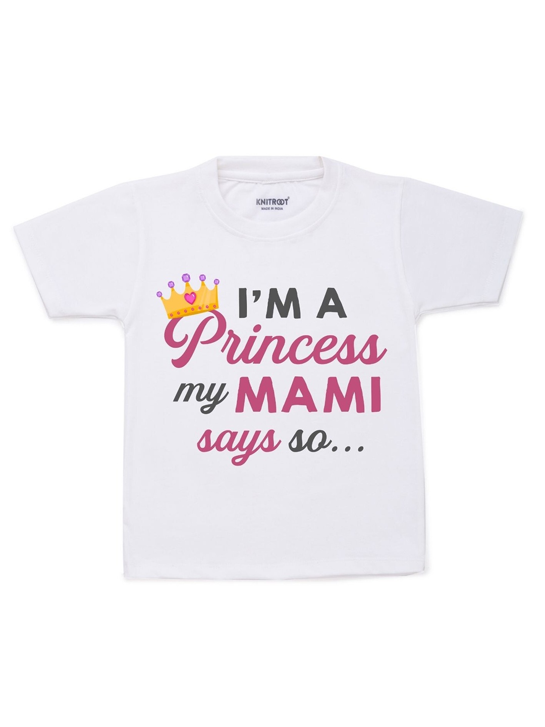 

KNITROOT Kids White Typography Printed Cotton T-shirt