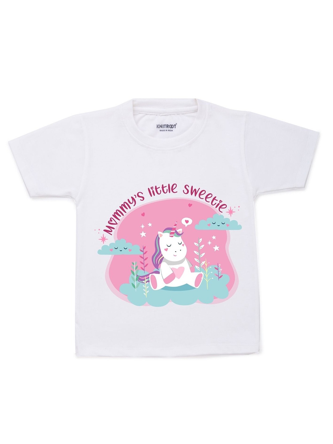 

KNITROOT Kids White & Pink Printed T-shirt