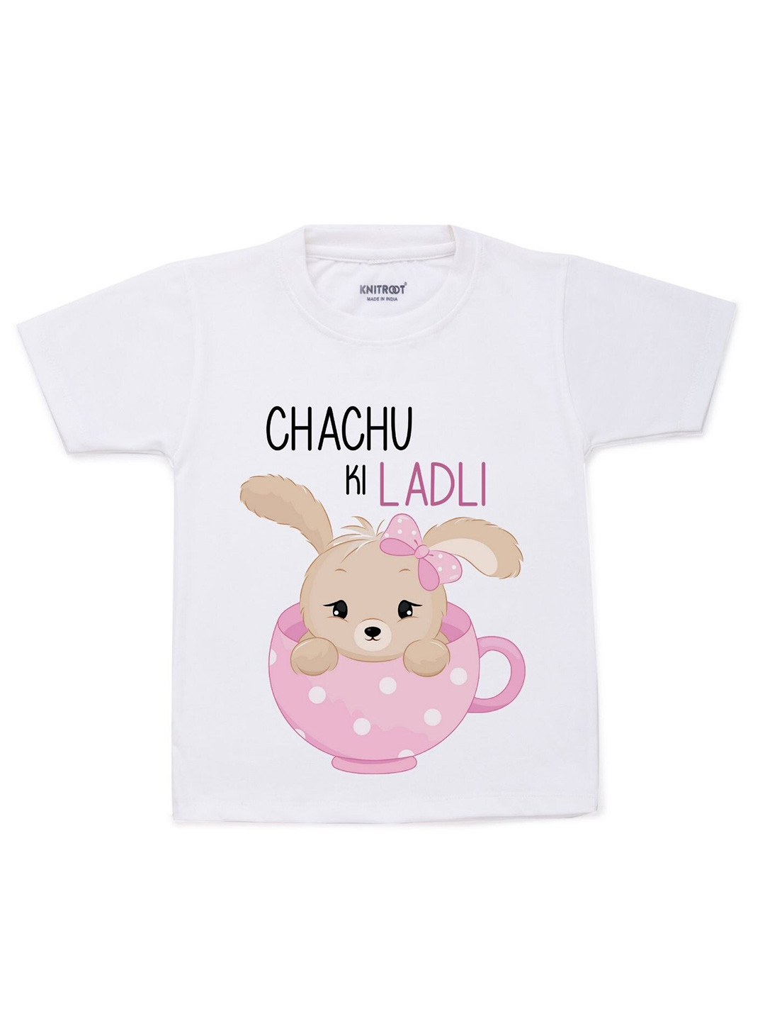 

KNITROOT Kids White Printed Cotton T-shirt