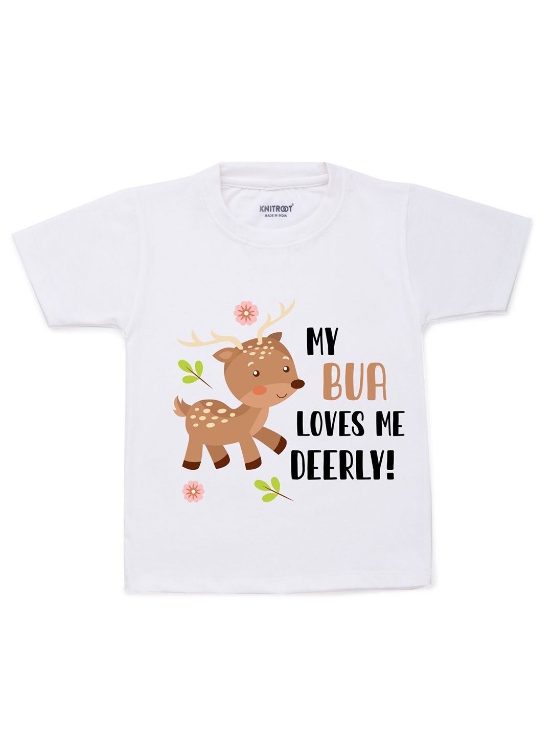 

KNITROOT Kids White & Black Typography Printed Cotton T-shirt