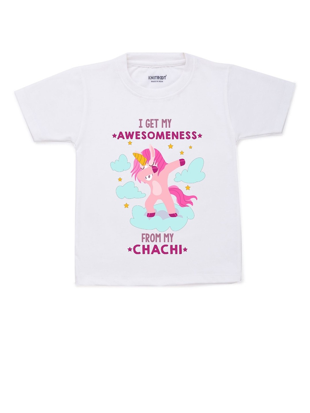 

KNITROOT Kids White Typography Printed T-shirt