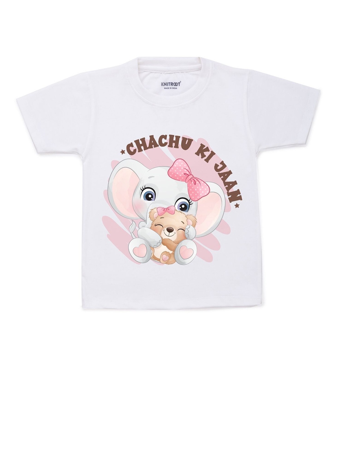 

KNITROOT Kids White & Pink Printed T-shirt