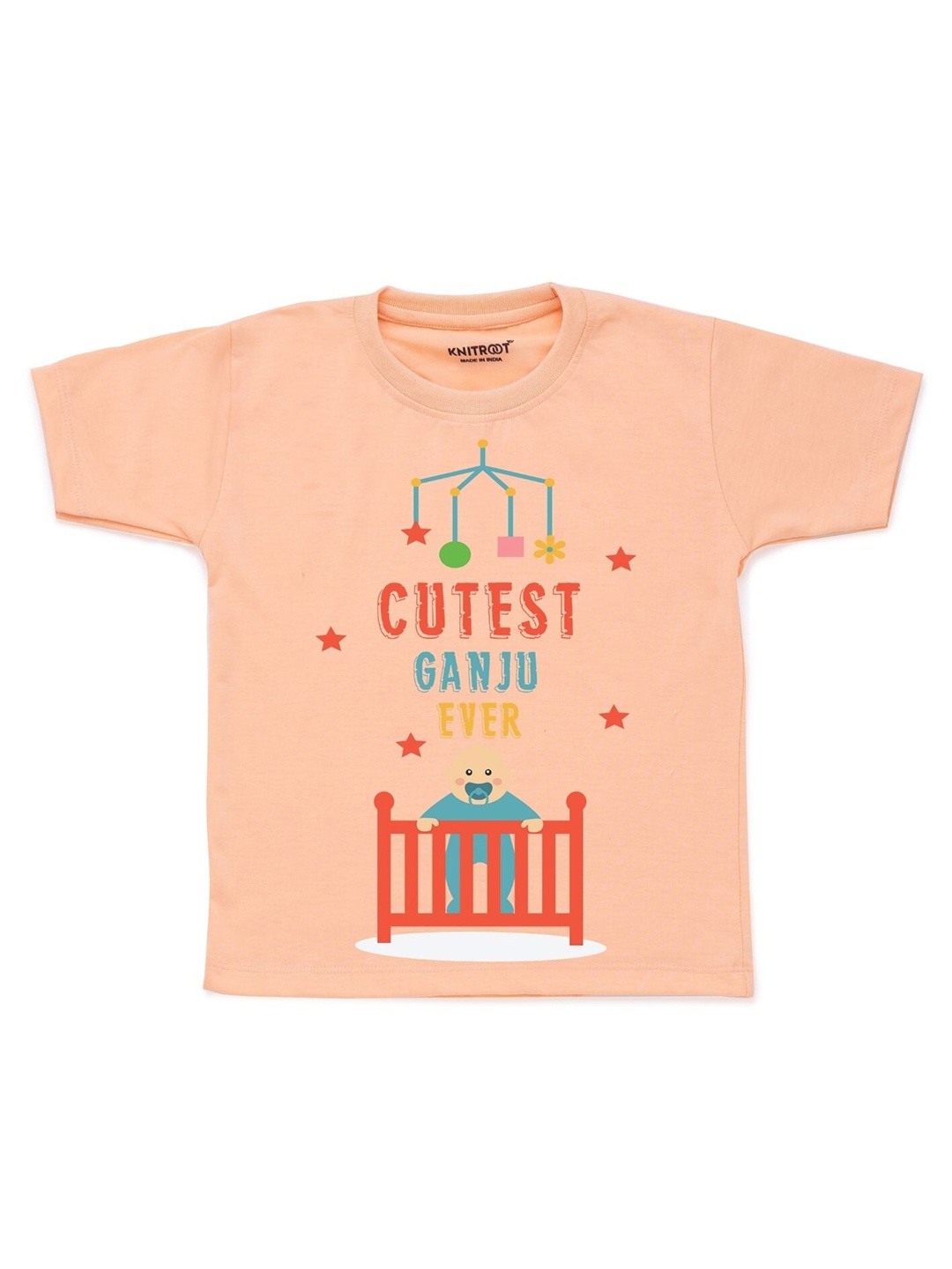 

KNITROOT Kids Peach-Coloured & Red Print T-shirt