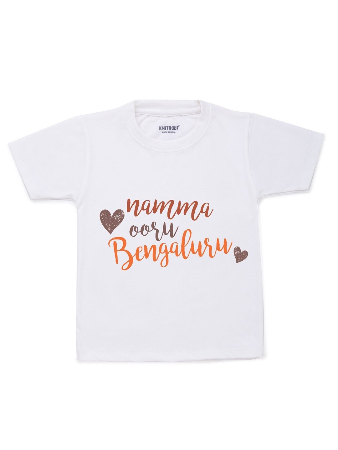 

KNITROOT Kids White Typography Printed Cotton T-shirt