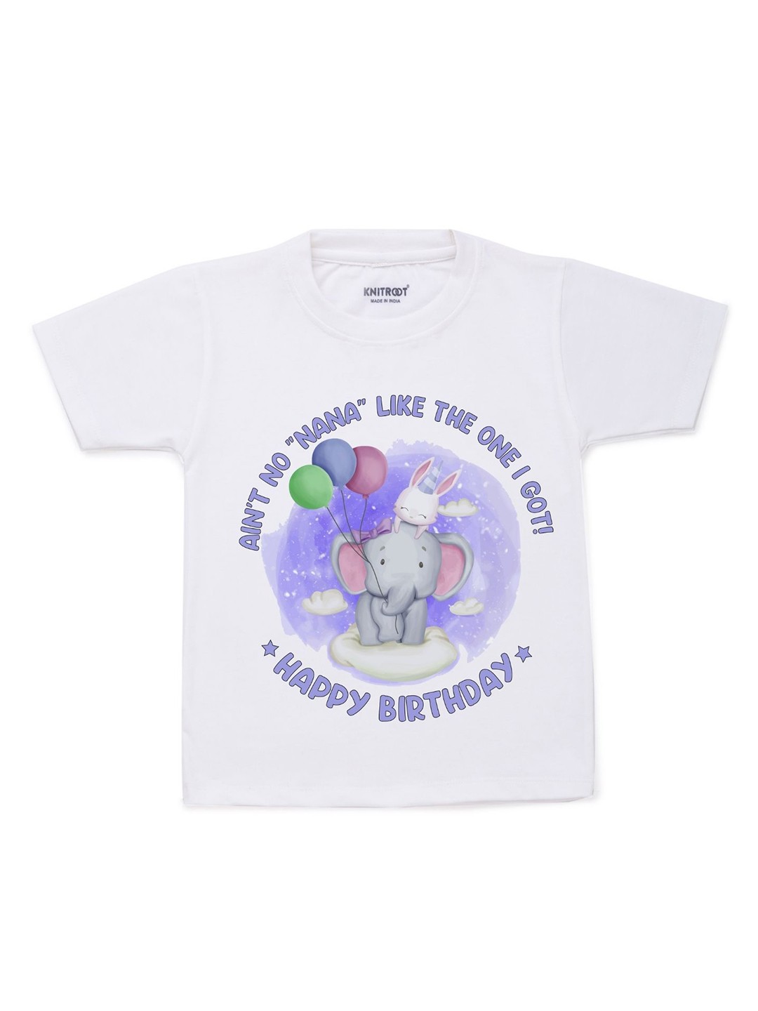 

KNITROOT Kids White & Purple Printed Cotton T-shirt