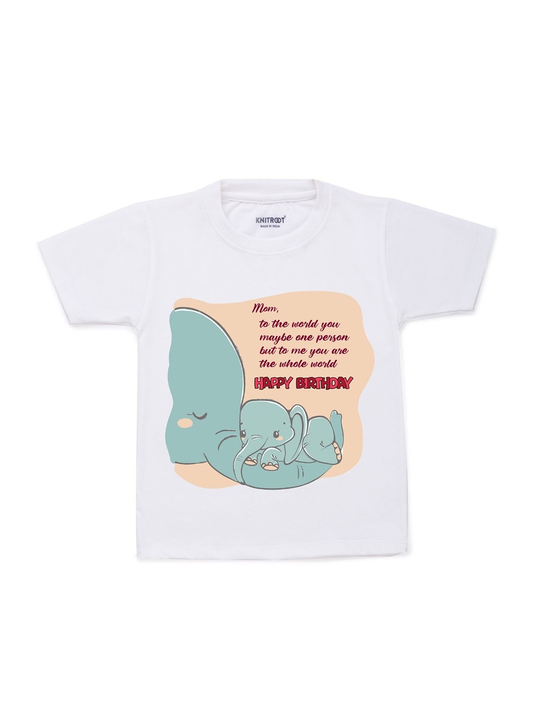 

KNITROOT Kids White Printed Cotton T-shirt