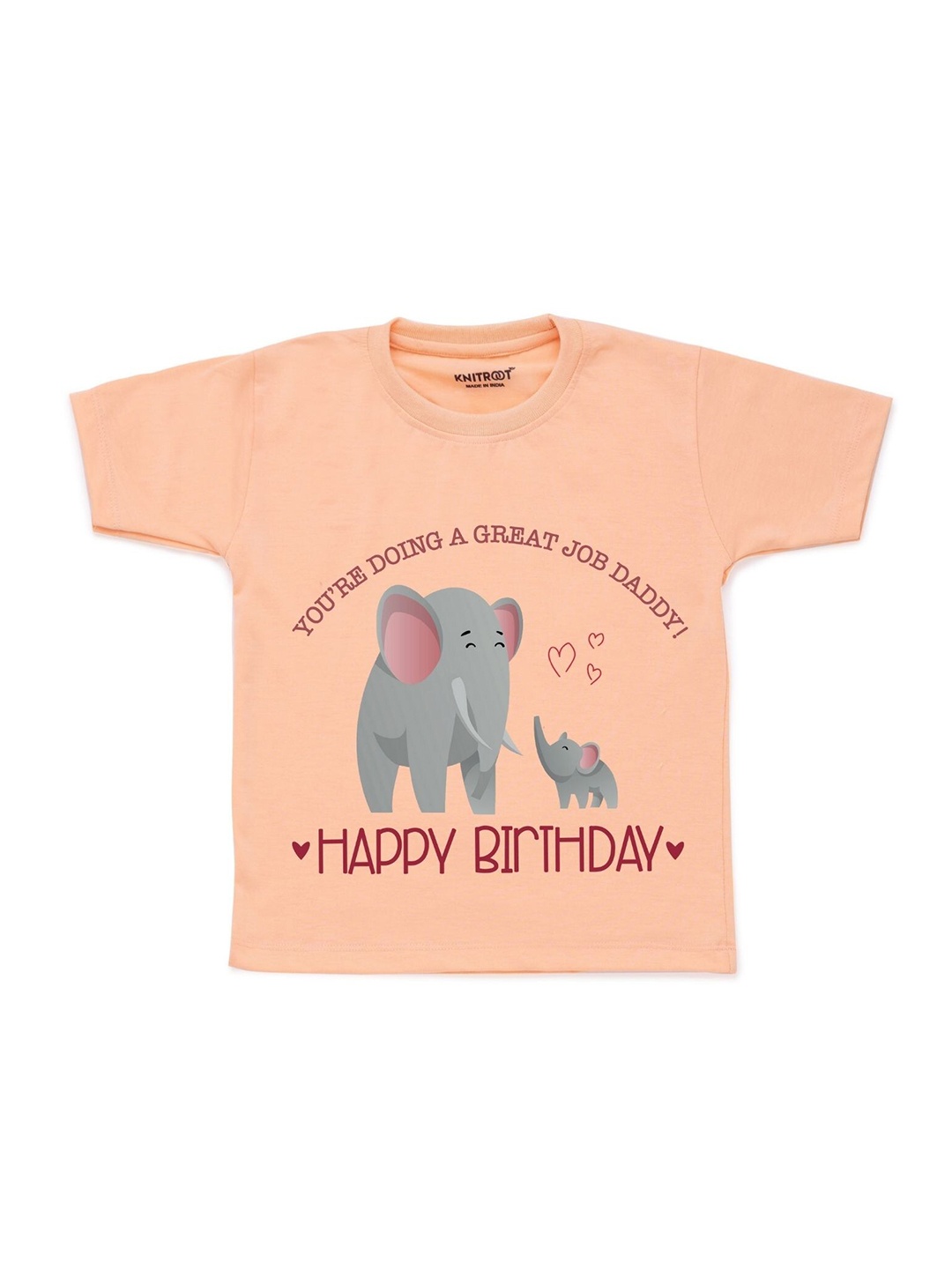 

KNITROOT Kids Peach-Coloured Printed Cotton T-shirt