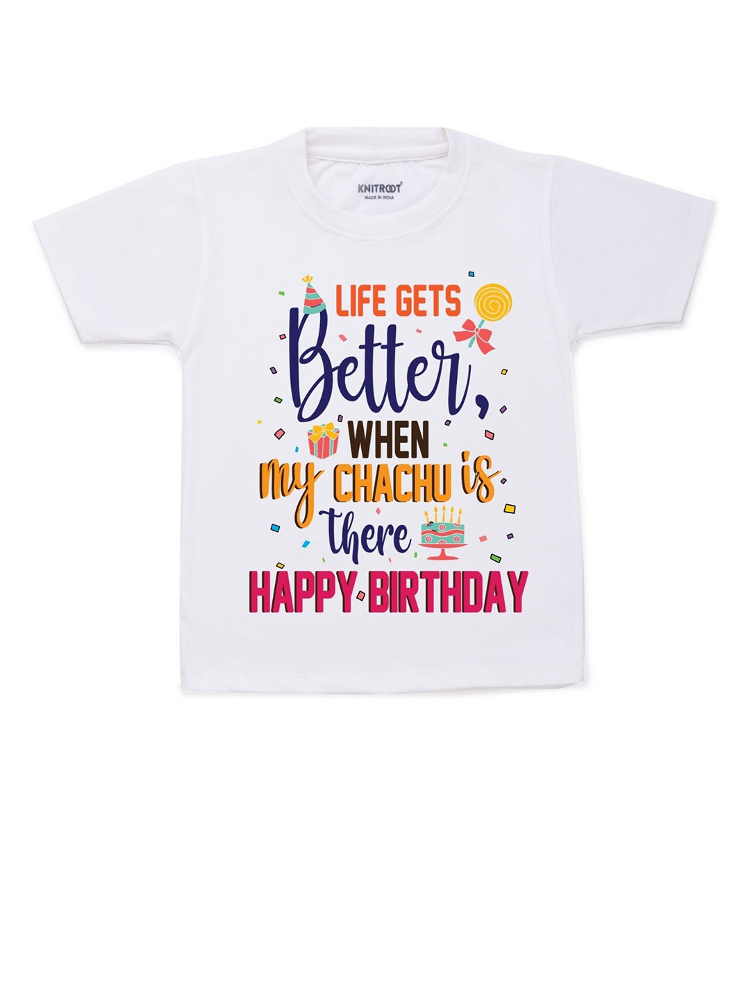 

KNITROOT Kids White & Blue Typography Printed T-shirt