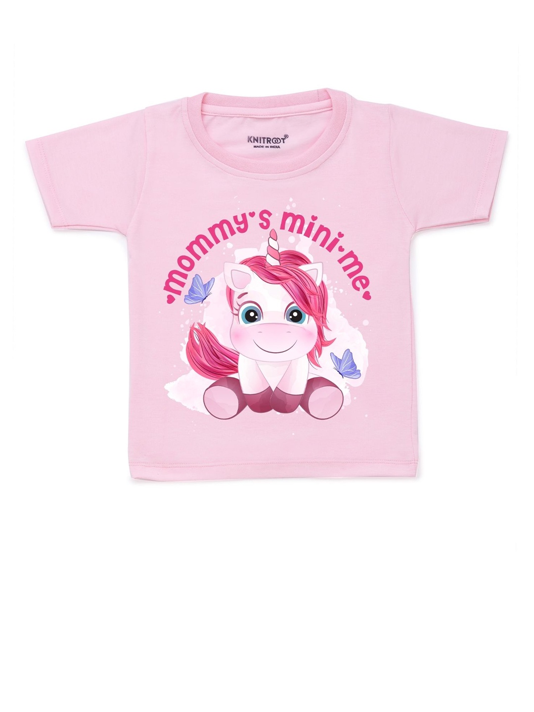 

KNITROOT Kids Pink Printed Cotton T-shirt