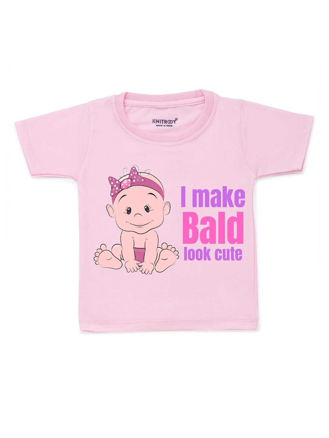 

KNITROOT Kids Pink Printed Cotton T-shirt