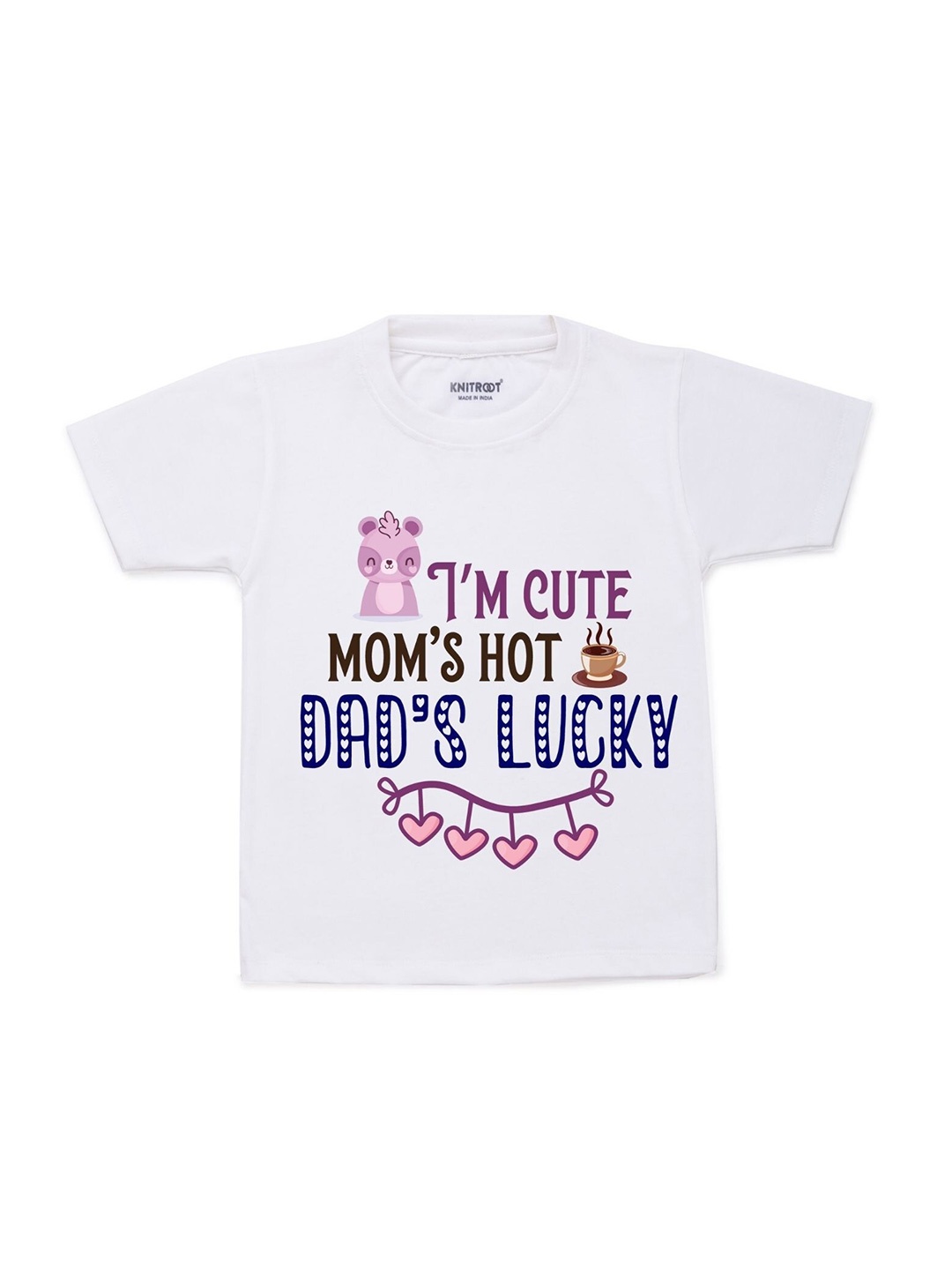 KNITROOT Kids White Typography Printed T-shirt