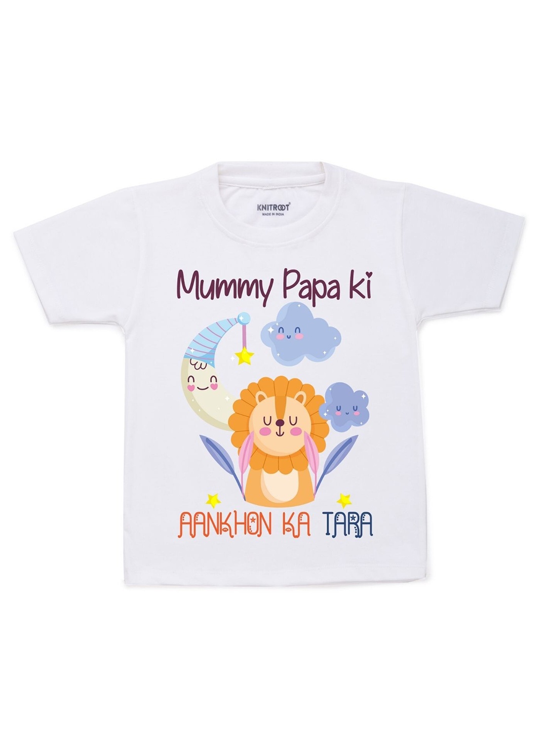 KNITROOT Kids White Printed Cotton T-shirt