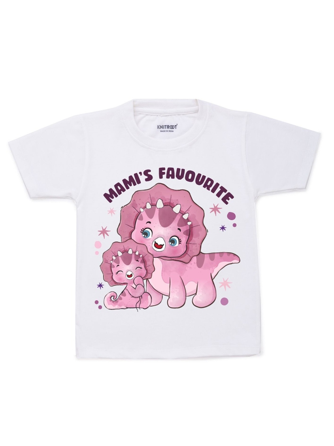 

KNITROOT Kids White Printed Cotton T-shirt