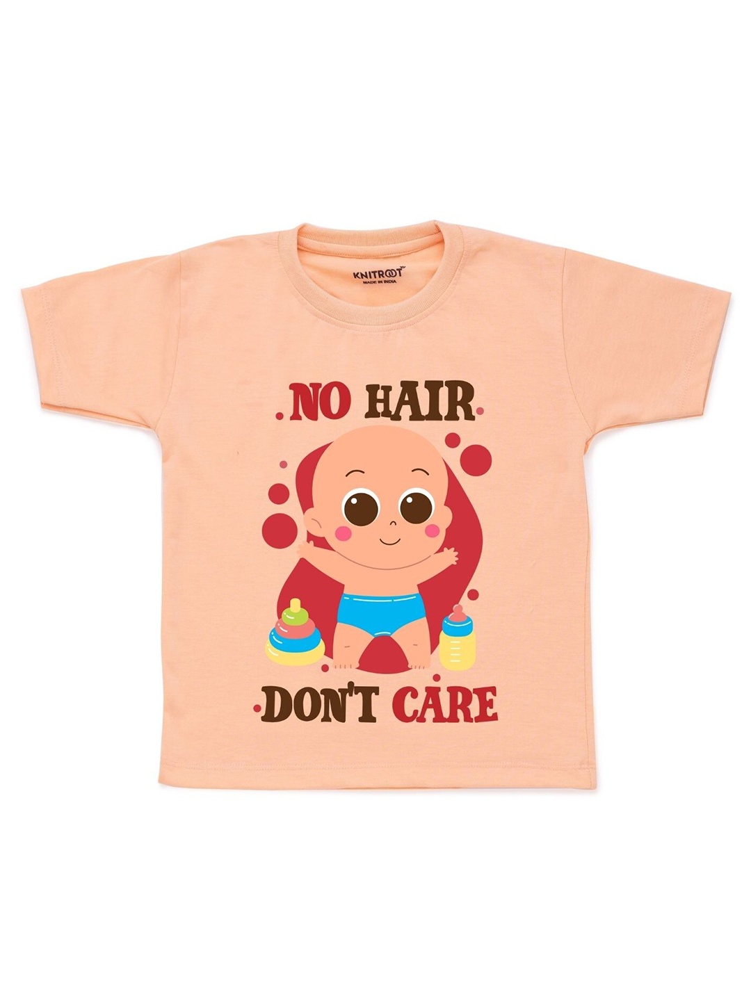 

KNITROOT Kids Peach-Coloured Printed Cotton T-shirt