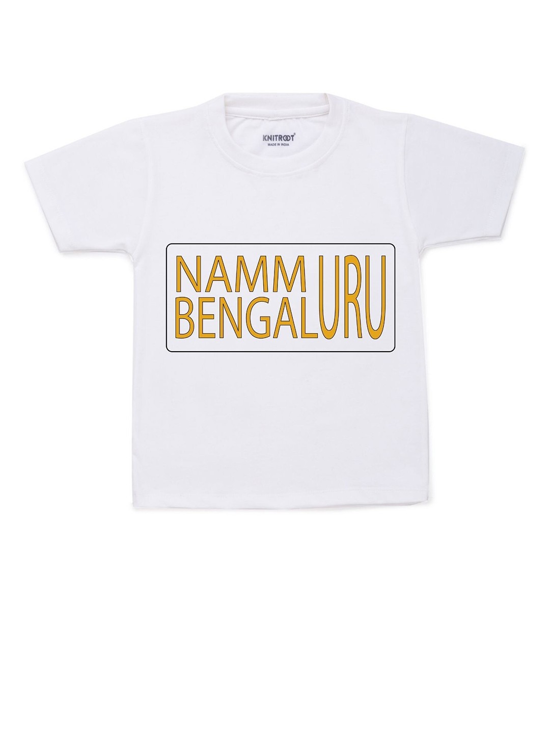 KNITROOT Kids White Typography Printed Cotton T-shirt