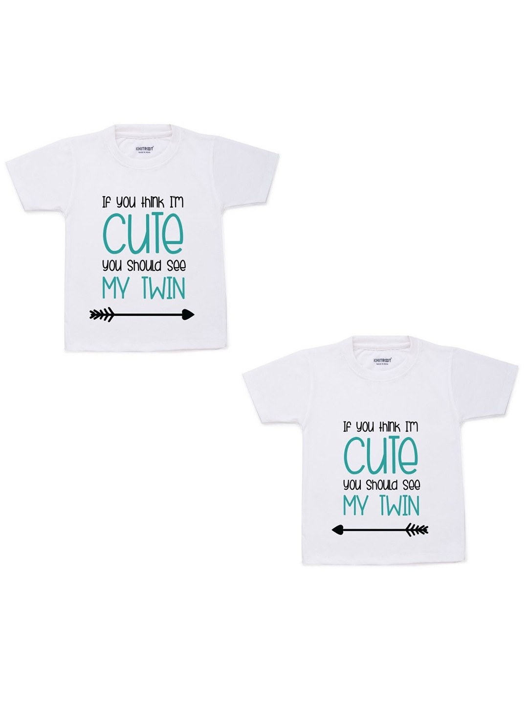 

KNITROOT Kids White Typography Set Of 2 Printed T-shirt