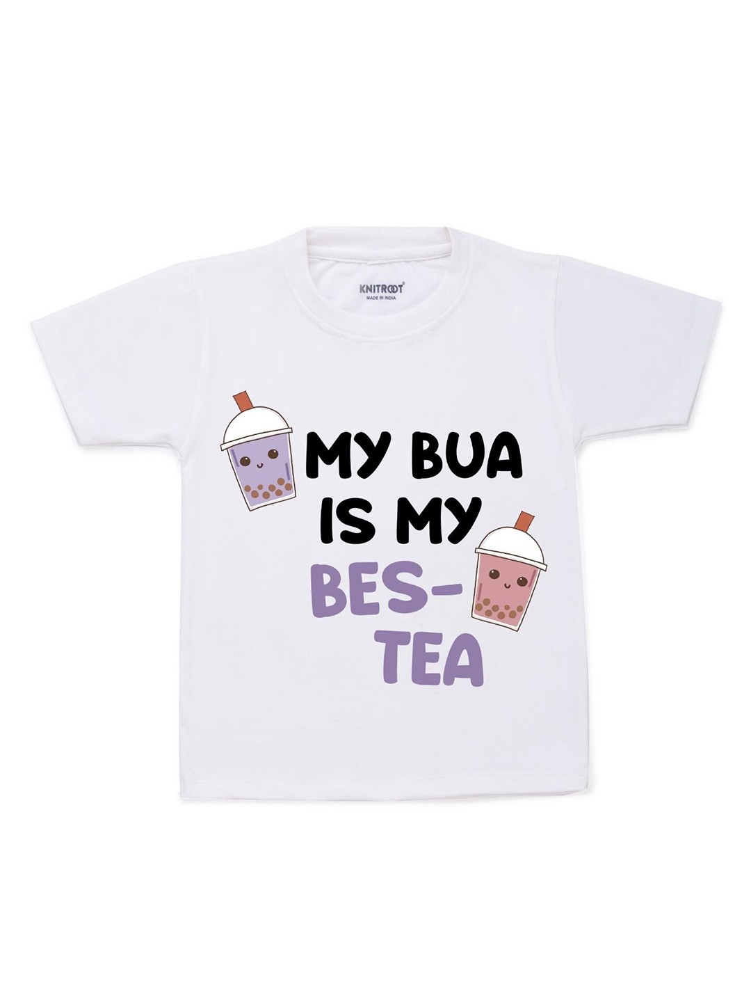 

KNITROOT Kids White Typography Printed Cotton T-shirt