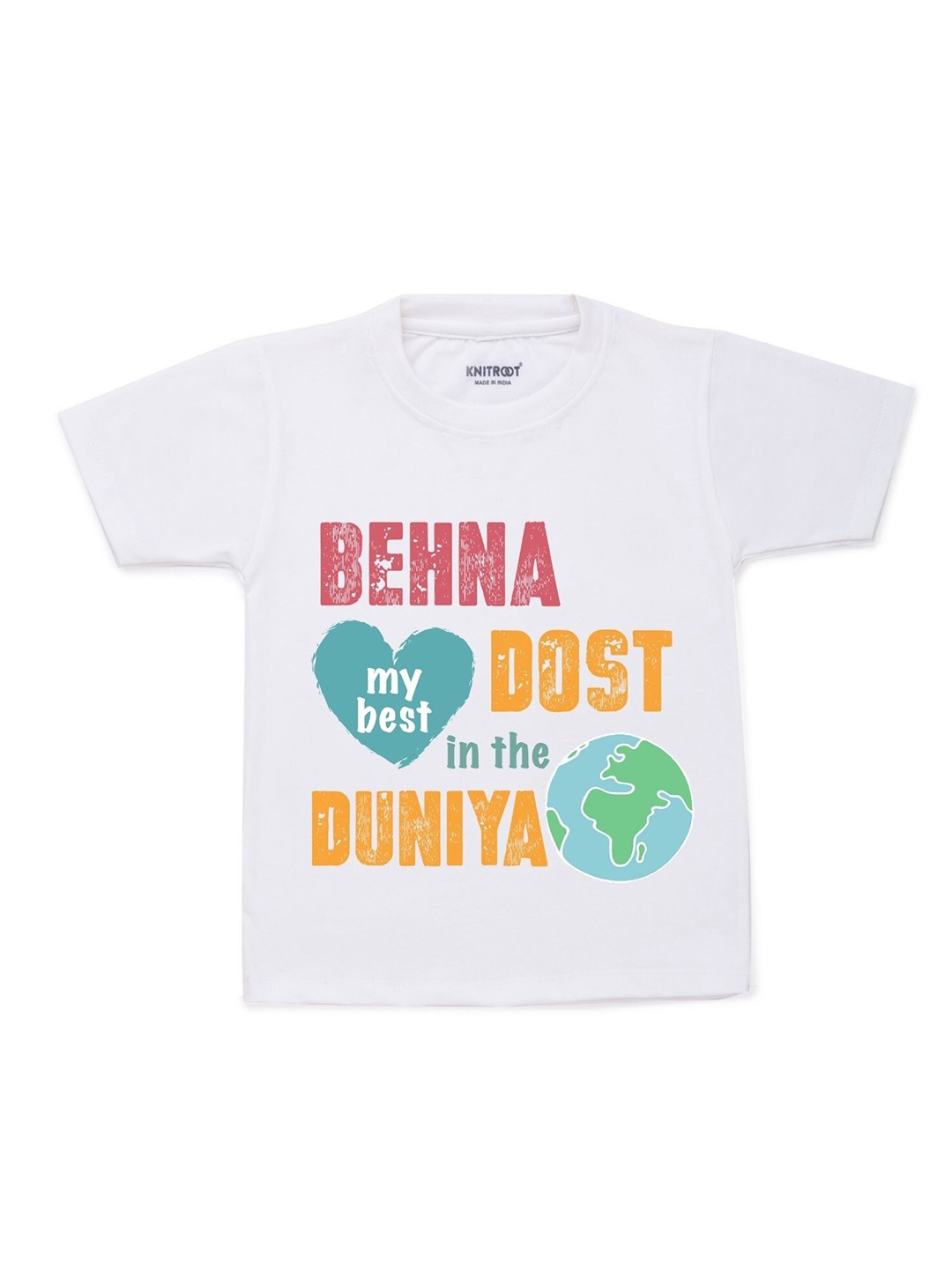

KNITROOT Kids White Typography Printed Cotton T-shirt