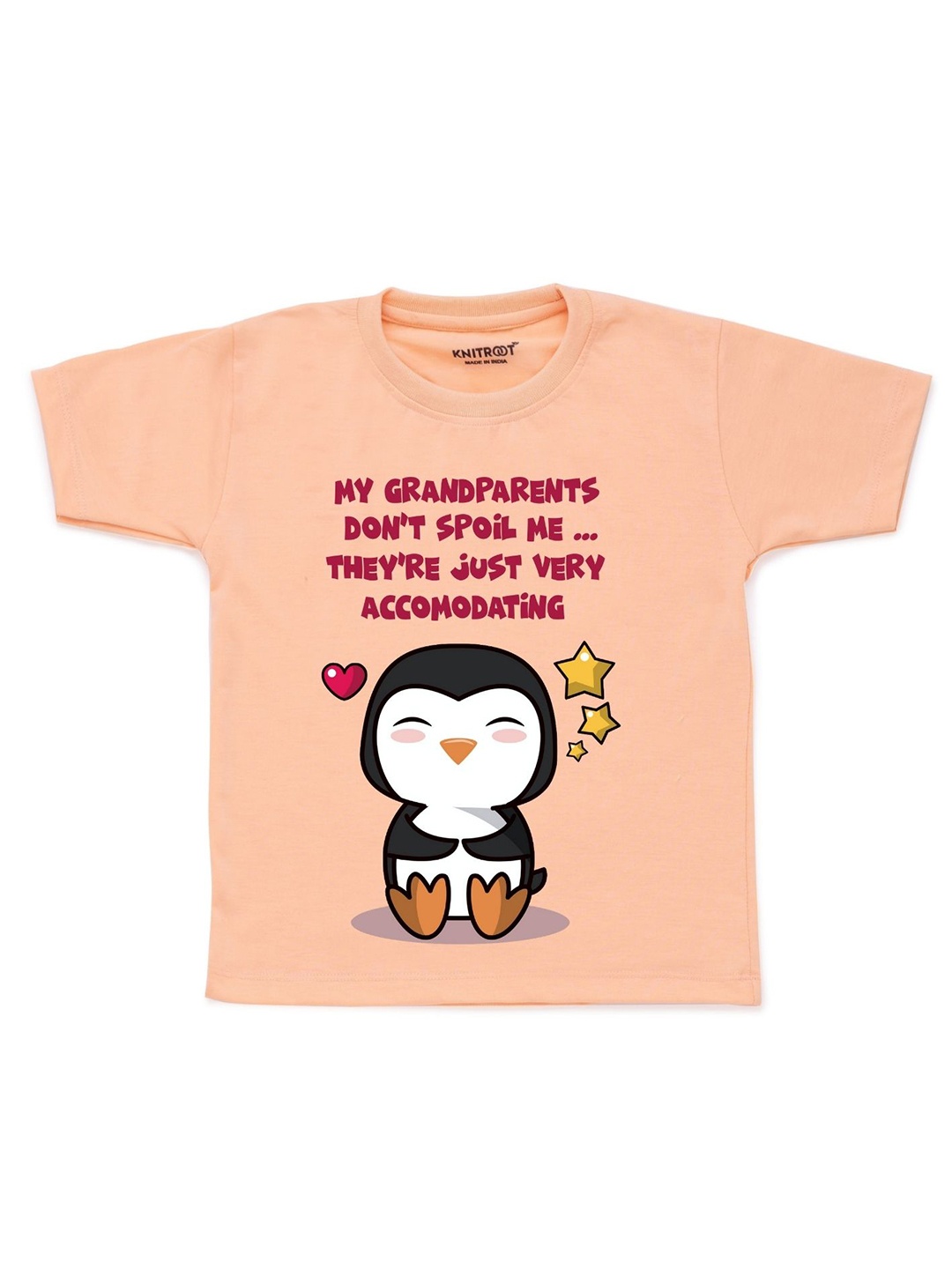 

KNITROOT Kids Peach-Coloured Printed T-shirt
