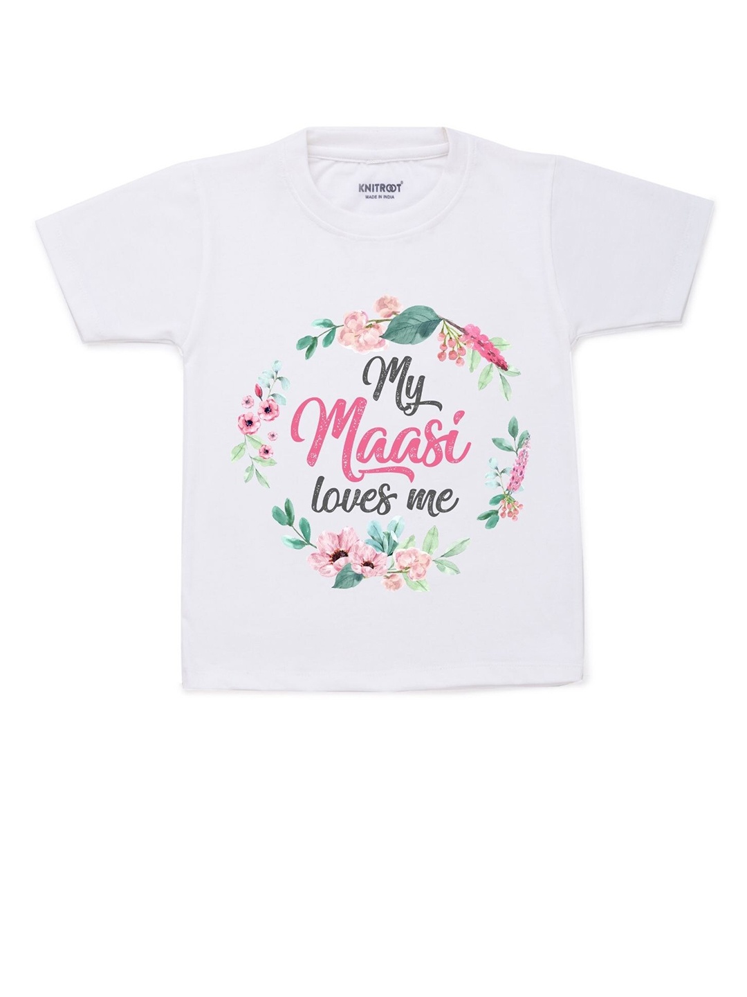 

KNITROOT Kids White Typography Printed Cotton T-shirt