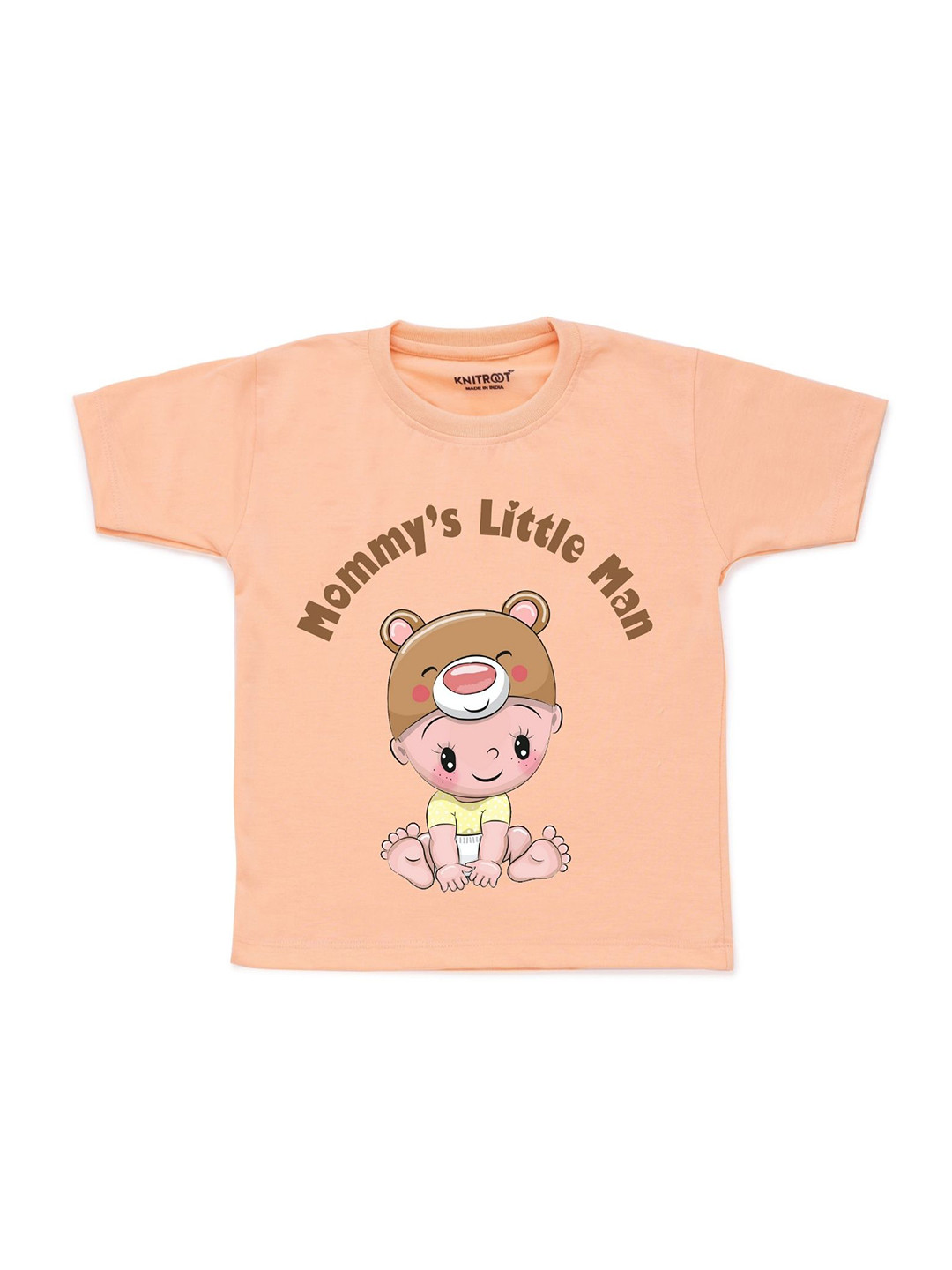

KNITROOT Kids Peach-Coloured Printed Cotton T-shirt