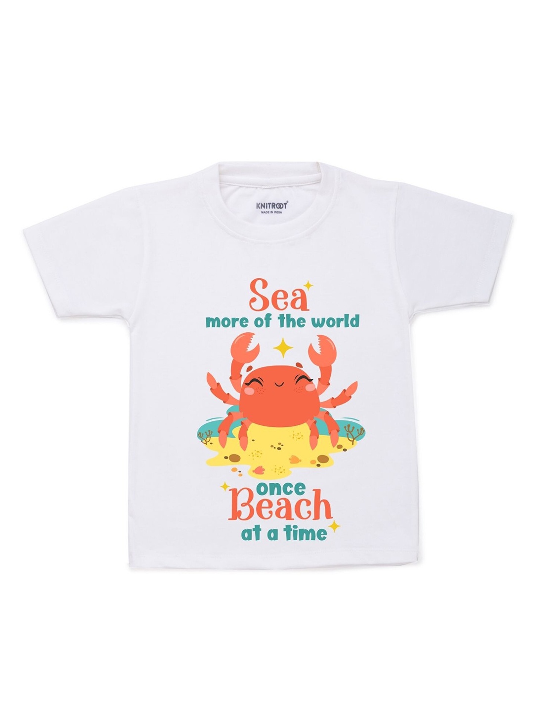 

KNITROOT Kids White Printed Cotton T-shirt