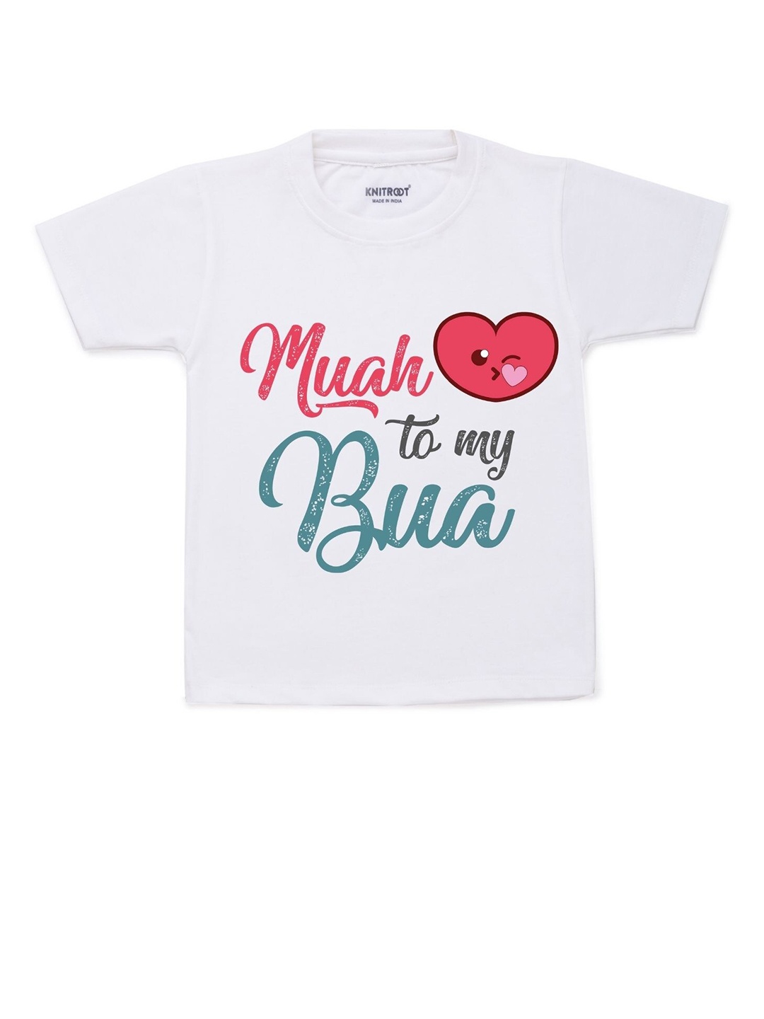 

KNITROOT Kids White & Pink Typography Printed Cotton T-shirt