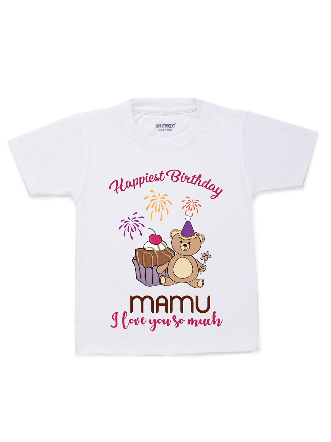 

KNITROOT Kids White Typography Printed T-shirt