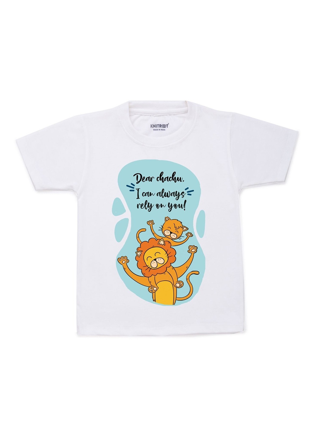 

KNITROOT Kids White Printed Cotton T-shirt