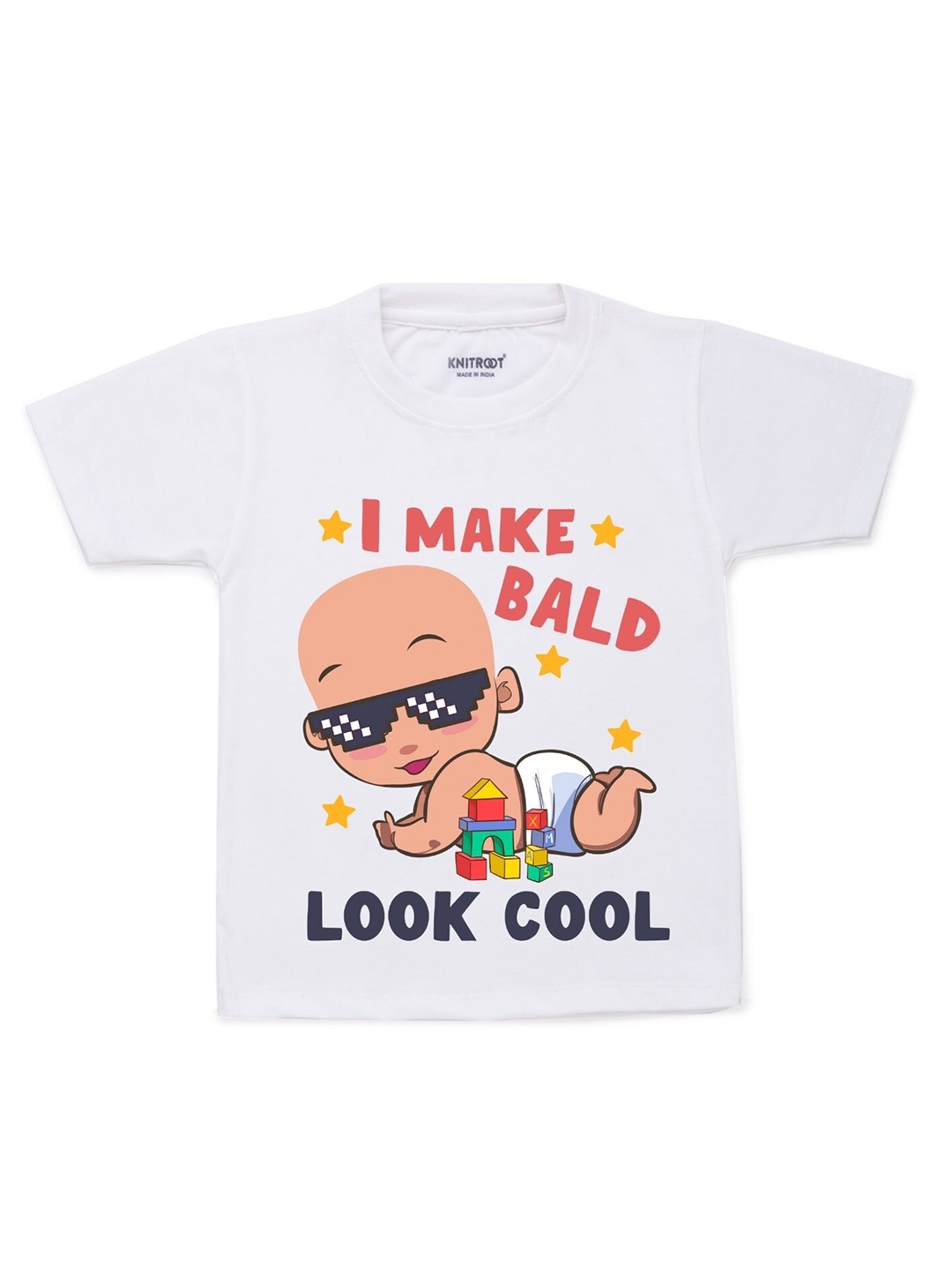 

KNITROOT Kids White & Red Printed Cotton T-shirt