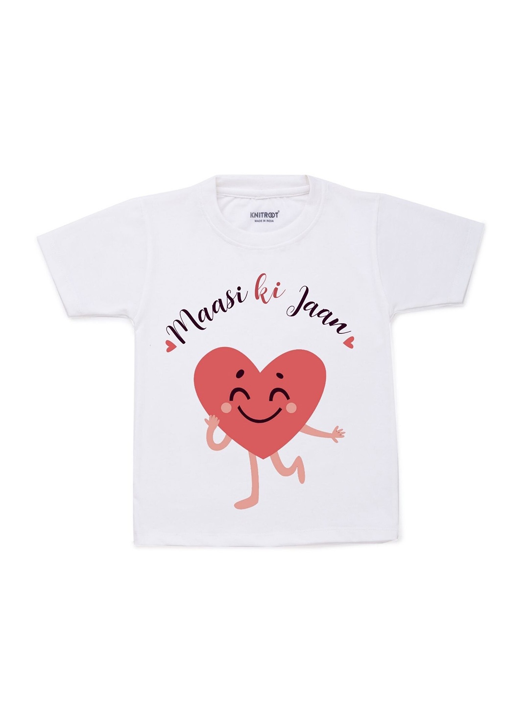

KNITROOT Kids White Typography Printed Cotton T-shirt