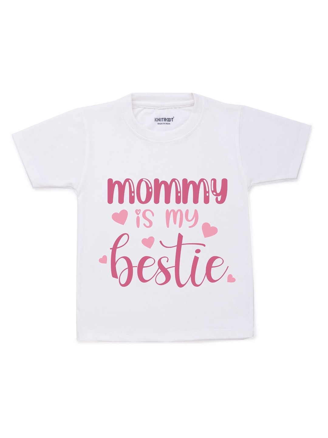 

KNITROOT Kids White & Pink Typography Printed T-shirt