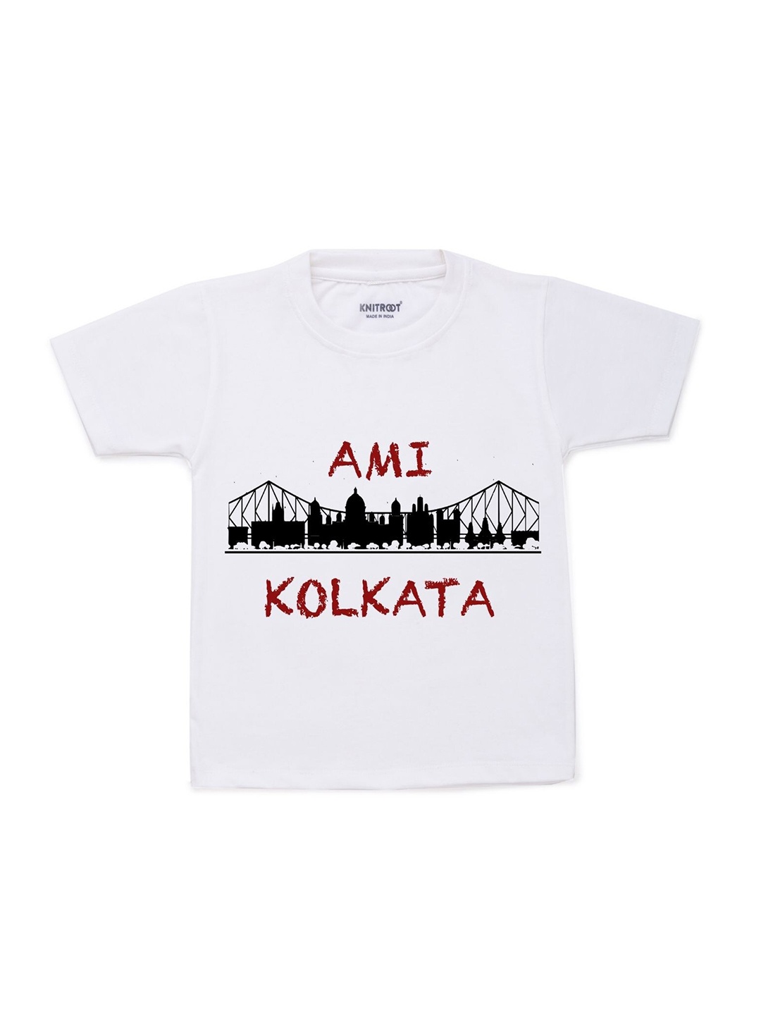 

KNITROOT Kids White Typography Printed Cotton T-shirt