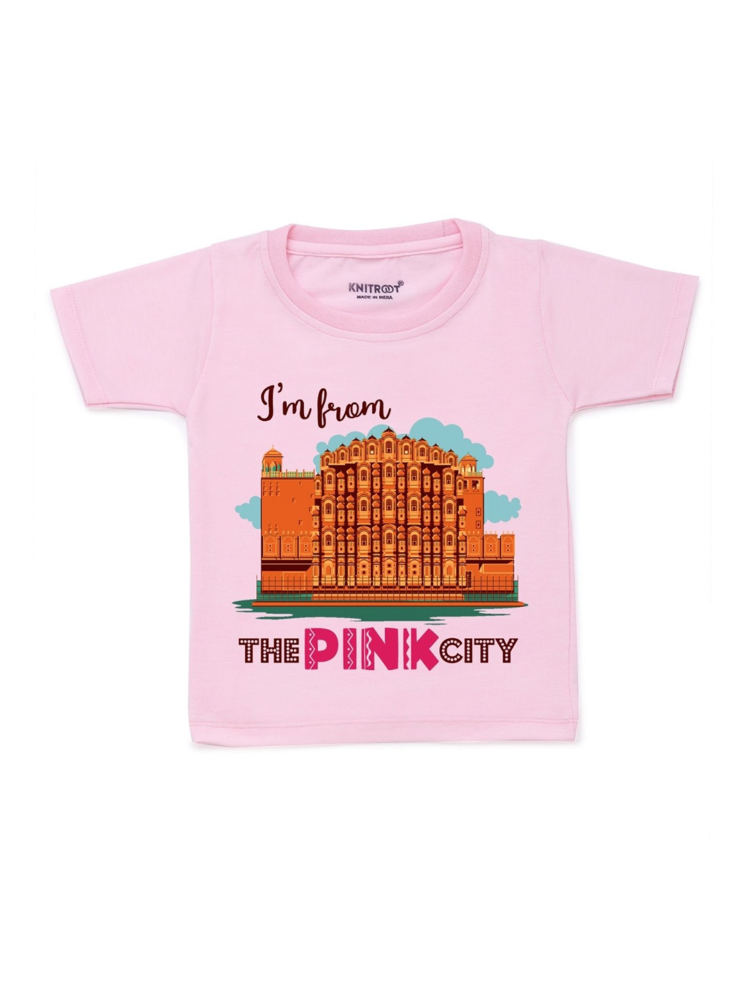 

KNITROOT Kids Pink Printed Cotton T-shirt