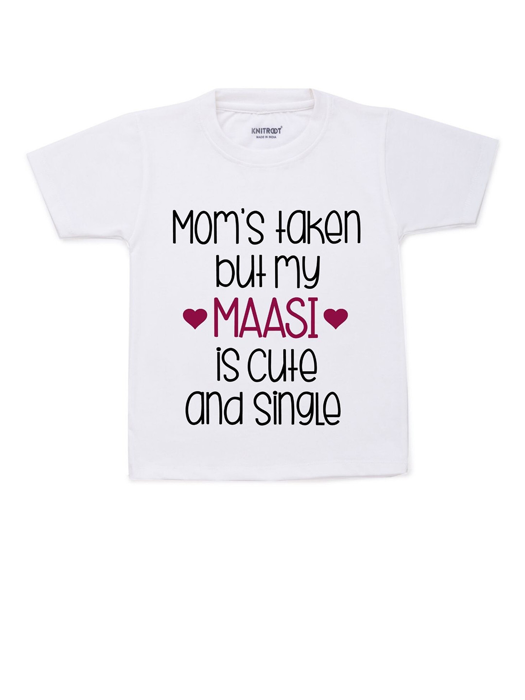 

KNITROOT Kids White & Black Typography Printed Cotton T-shirt