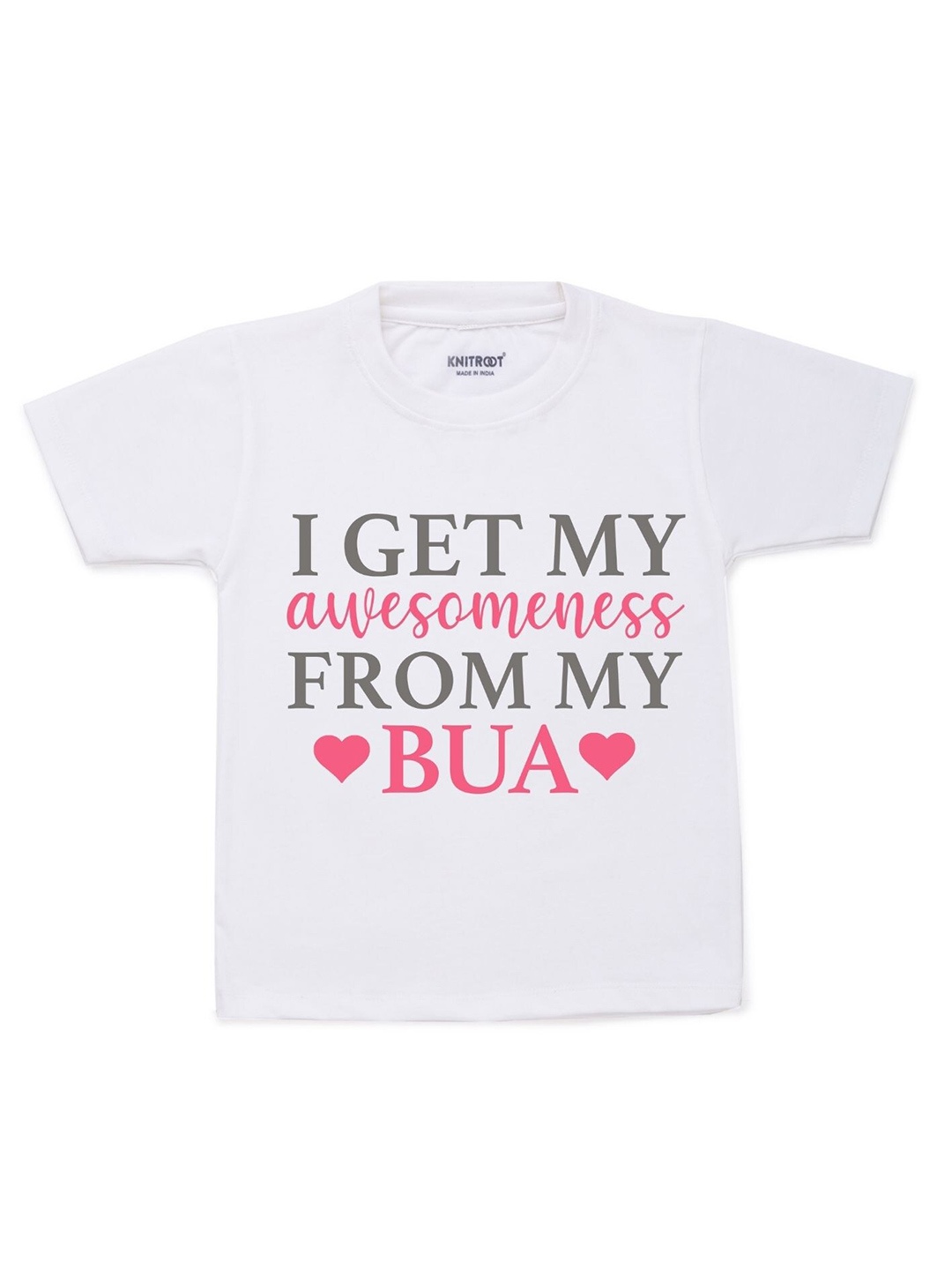 

KNITROOT Kids White & Black Typography Printed Cotton T-shirt