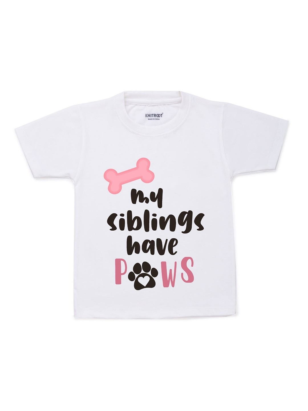 

KNITROOT Kids White Typography Printed T-shirt