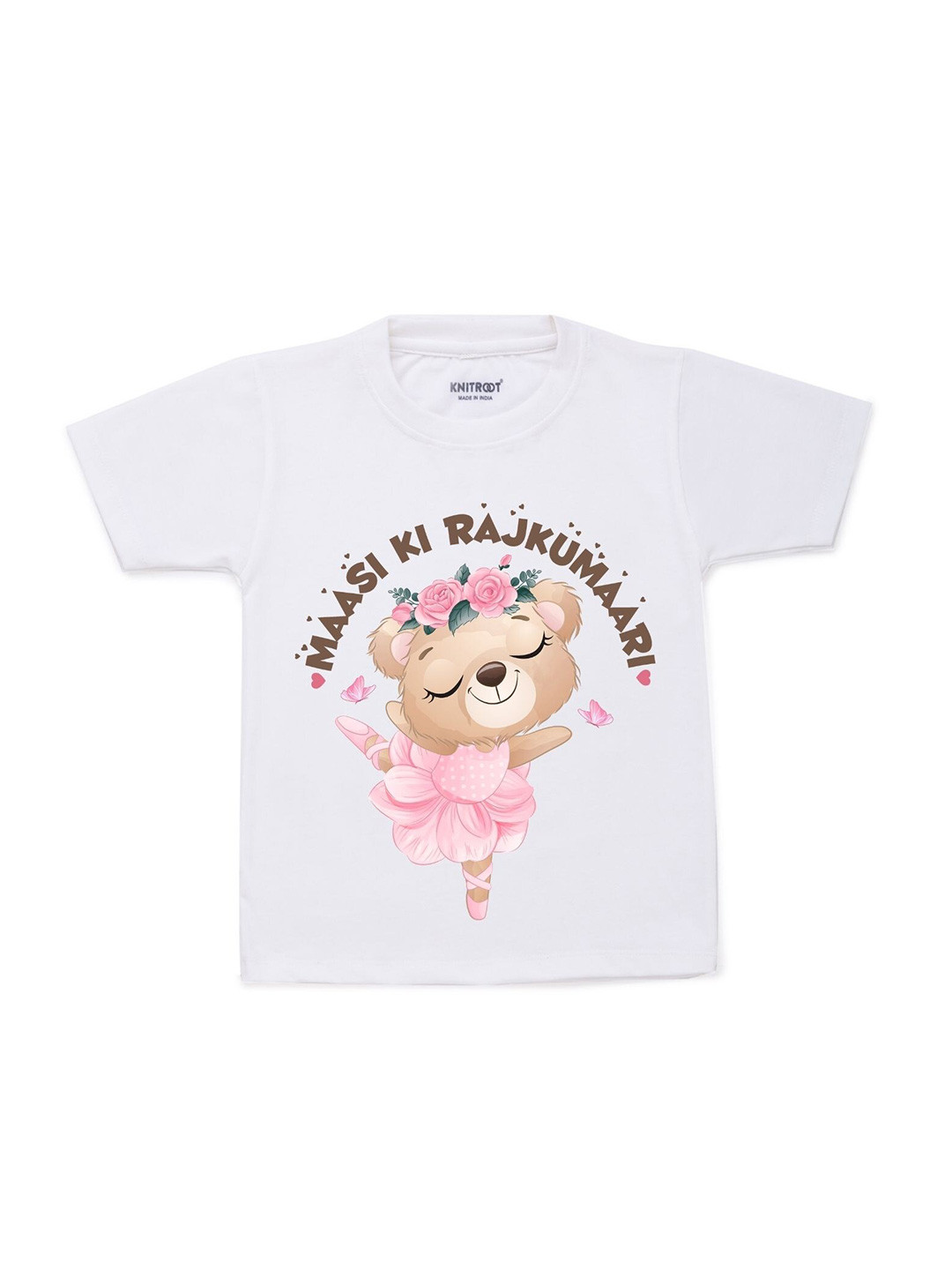 

KNITROOT Kids White Typography Printed T-shirt