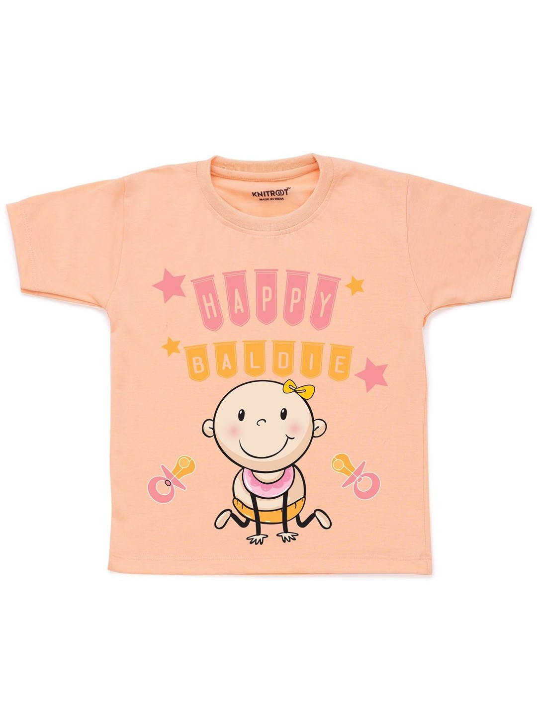 

KNITROOT Kids Peach-Coloured Printed T-shirt