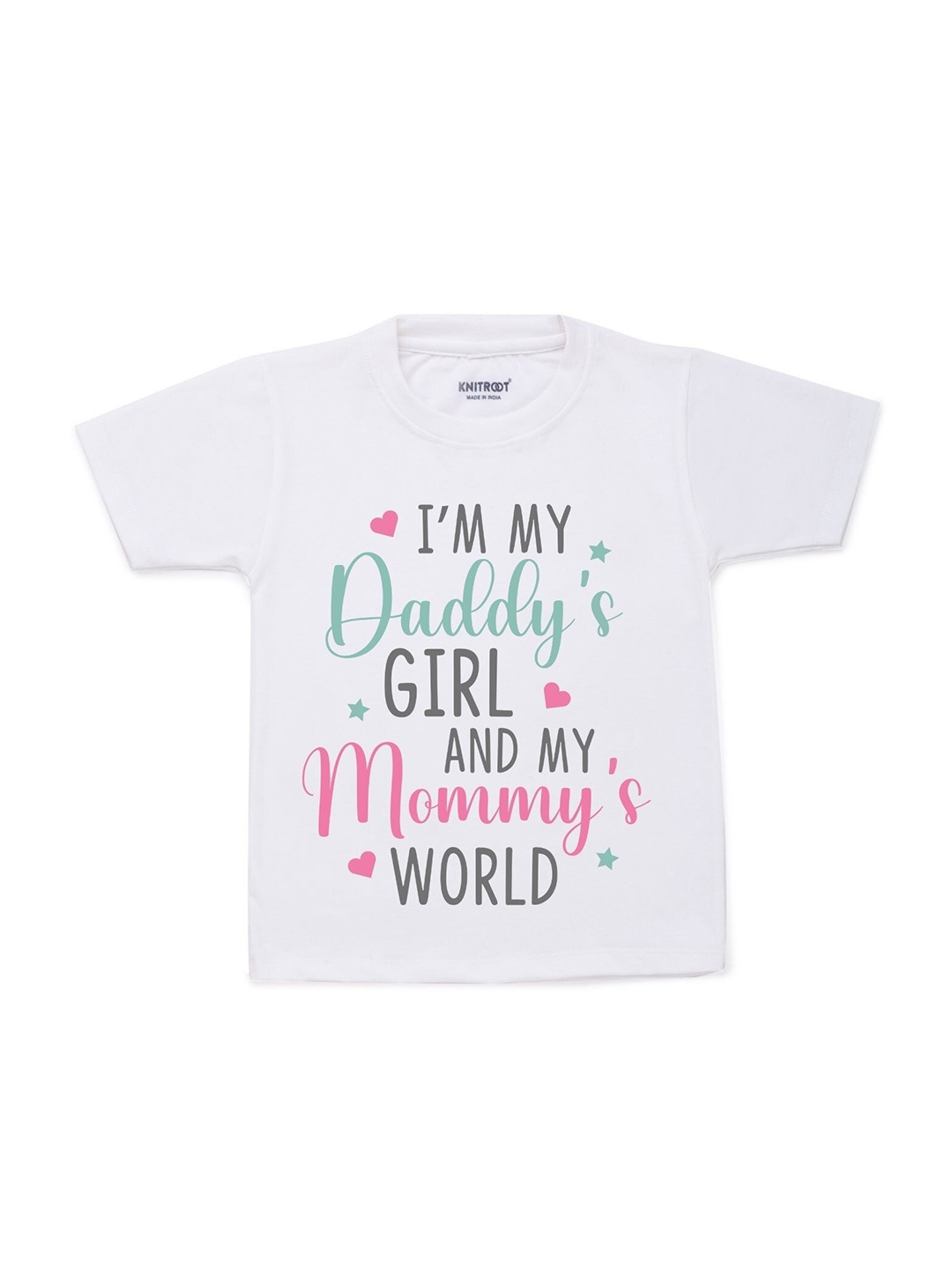 

KNITROOT Kids White & Black Typography Printed Cotton T-shirt
